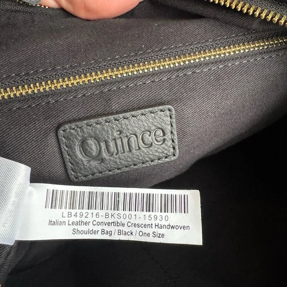 Quince Italian Leather Convertible Crescent Handwoven Shoulder Bag - Picture 5 of 9